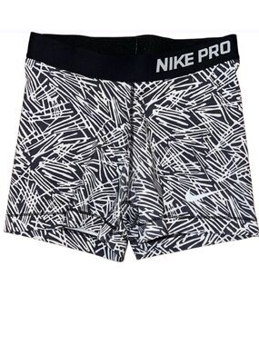 Nike Pro 3” Black & White Abstract Compression Stretch Athletic Shorts Size S